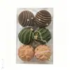 Nueva Bola Navideña de Terciopelo Transfronteriza, Adorno Colgante para Árbol de Navidad con Forma Irregular, Bola Decorativa con Diseño Calado, Piña de Pino, Rojo Vino, 8cm, 4 Piezas