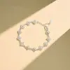 Pulseira de Prata Pura 999 Trevo de Quatro Folhas, Pulseira Elegante Estilo Francês de Luxo Leve com Zircônia Microincrustada para Mulheres, Joia de Pulseira de Nicho