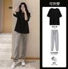 Comércio exterior verão novo pijama feminino simples cor sólida manga curta calças terno roupa de casa