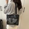 Bolsa Tote Grande Capacidade para o Dia a Dia Feminina 2025 Novo Estilo Japonês Coreano Casual Tendência Transparente Classe Bolsa de Ombro