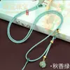 Collar con cordón de jade ajustable, colgante de loto, tejido a mano, jade Dongling, adorno colgante de jadeíta dorada ajustable
