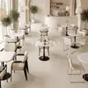Mesa de comedor blanca de madera maciza estilo wabi-sabi, mesa pequeña minimalista para cafetería, silla tapizada, mesa cuadrada para pastelería francesa, mesa redonda