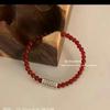 Pulsera de Piedra Natural Hecha a Mano Original China Pulsera Obsidiana Tobillera Collar para Hombre y Mujer Pareja Cuentas Redondas Pulsera de Ágata