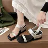 Suela Súper Suave Que No Cansará Tus Pies, Adecuado para Usar en Verano, Pantuflas de Punta Cuadrada para Mujer, Sandalias de Cuña Abiertas, Sandalias de Una Correa