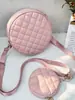 Bolsas para Mujer 2025 Nueva Color Sólido Acolchada Bordada Cruzada Pequeña Redonda con Billetera Moda Comercio Exterior Mayoreo