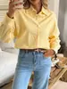 Blusa de Manga Larga de Color Sólido Casual para Vacaciones Europeas y Americanas Di Yun Transfronteriza Ropa de Mujer Sitio Independiente de Amazon Otoño e Invierno 2025