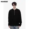 Camiseta de Manga Larga Acanalada con Media Cremallera para Hombre, Sudadera Waffle Estilo Americano para Primavera y Otoño, Top Básico Sencillo de Color Sólido, Moderno
