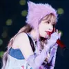 Venta Directa de Fábrica Mismo Estilo que Iu Lee Ji-Eun Gorro de Punto de Felpa con Orejas de Gato de Estrella para Mujer Dulce Versátil Adelgazante Pequeño Gorro