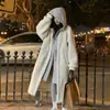 Chic Coreano2025 Otoño e Invierno Nuevo Abrigo Largo con Capucha Falda Cachemira Versátil Suelto Chaqueta de Moda Ins