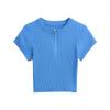 Europeu e Americano Cross-border Women's 2024 Verão Novo Round Neck Zipper Solid Color Slim-fit Suéter Curto G866310M