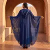 Suministro de Fábrica Chal de Gasa con Mangas Murciélago Bordado de Pedrería Europeo y Americano Bata Exterior Larga Abierta para Banquete Cruzado ODM