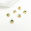 Chapado 18K14k incrustado con circonita cúbica de colores pétalos con forma de flor de ciruelo cuentas espaciadoras accesorios para joyería diy cuentas sueltas cuentas de hilo pulsera collar