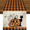 Toalha de mesa de Halloween transfronteiriça nova com esqueleto, abóbora e morcego, decoração de casa, toalha de mesa, toalha de mesa de centro