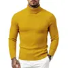 Nuevo suéter de punto trenzado de cuello alto ajustado para hombre de otoño e invierno, talla grande, camiseta básica casual de moda