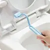 Cepillo para inodoro con mango extendido para limpiar esquinas de difícil acceso, cepillo de plástico en forma de V curvado hacia el lateral del inodoro