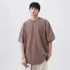Camiseta Lavada Floco de Neve Estilo Japonês e Coreano 230G Transfronteiriça para Homens e Mulheres, Algodão Pesado Verão Hip-Hop Streetwear