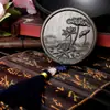 Estilo Chino Regalo Especial Sándalo Verde Portátil Espejo Cosmético Madera Maciza Portátil Tallado Pequeño Espejo Redondo para Extranjeros