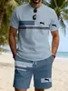 Verão Transfronteiriço Temu Conjunto Casual Duas Peças Masculino Estampado 3D Camiseta de Manga Curta + Shorts