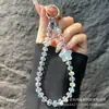 Cadena de Teléfono de Cristal al por Mayor, Cordón para Teléfono de Estrella de Cinco Puntas de Resina, Cadena para Colgar en Funda de Teléfono con Separador, Cadena de Cuentas Hecha a Mano