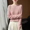 Top adelgazante estilo perezoso para mujer, listo para usar, construcción sin costuras, lana de hilo fino, delicado y suave, cuello redondo, mangas largas, versátil