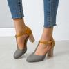 Deseo Amazon 2026 Primavera y Verano Nuevos Zapatos de Mujer Europeos y Americanos Retro de Punta Redonda Bloques de Color Hebilla T Exportación Talla Grande