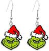 Pendientes navideños transfronterizos de Grinch, pendientes de duende verde de dibujos animados, pendientes colgantes navideños de robo