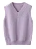 Colete de Lã Pura Infantil com Gola V sem Mangas para Meninos e Meninas, Colete Suéter de Cashmere para Crianças Mais Velhas
