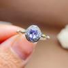 Anillo nuevo de plata 925 con incrustaciones de tanzanita natural, suelto, para mujer, con forma de gota de agua, ovalado, sencillo y combinable.