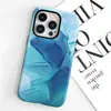 Edición Norteamericana Azul Profundo Gradiente Acuarela Funda para Teléfono Resistente a Golpes iPhone 17 16 Pro Funda Protectora de Doble Capa Cobertura Total