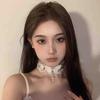Gargantilla Harajuku con encaje para mujer, alas de ángel, remache cruzado, collar Y2K, cadena de clavícula.