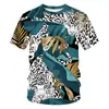 Amazon Aliexpress Cruzamento de Fronteiras Padrão de Animal e Planta Impressão 3D Verão Hip-Hop Gola Redonda Manga Curta Camiseta Venda Direta de Fábrica