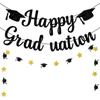 Decoração de ambiente para temporada de formatura Banner de glitter de flor de feliz formatura Estrela de cinco pontas Chapéu de doutor Bandeirola de corda de 2m