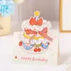 Tarjeta de Cumpleaños 3D Acuarela Transfronteriza Tarjeta de Cumpleaños Creativa Floristería Repostería Tarjeta Pequeña de Bendición de Cumpleaños