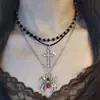 Collar de araña de viento oscuro retro transfronterizo con colgante de aleación con incrustaciones de viento gótico, collar de niña de Halloween al por mayor