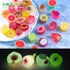 Micro-Paisagem Criativa Luminosa Fruta Cortada ao Meio Melancia Pitaya Fofa Decoração DIY Acessórios Mini Enfeites