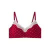 Lingerie Vermelha para Mulheres no Ano do Cavalo, Push-Up para Seios Pequenos, Sem Costura, Sem Fio, Conjunto de Sutiã de Noiva