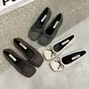 Primeiro Encontro Sra. Sapatos Baixos Ji de Pelúcia 2026 Laço Bico Quadrado Tecido de Lã Quente Solado Macio Confortável Versátil Inverno