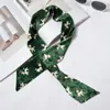 Lenço de Seda Estreito Estilo Europeu e Americano Chique Fita Estampada Lenço Veludo Fino Fashion Retrô Lenço Faixa de Cabelo Feminina Gravata Bolsa