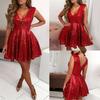Popular vestido de mujer Amazon con lentejuelas sin mangas y cuello en V estilo skater mini vestido para mujer europeo y americano vestido de fiesta