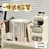 Caja de almacenamiento con sujetalibros, separador de libros retráctil para escritorio, estantería de oficina, portalápices para escritorio de estudiante, estante de almacenamiento