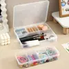 Caja de Almacenamiento Transparente Multifuncional de Gran Capacidad con Pinza para Maquillaje, Caja Organizadora Compartimentada de Escritorio para el Hogar, Caja de Almacenamiento Portátil