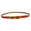 Cinturón de Cuero Genuino Marca H con Hebilla Lisa, Cinturón Delgado para la Cintura de Mujer, Cinturón de Verano para Ceñir la Cintura, Versátil para Vestidos y Trajes, Cadena de Cintura para Mujer