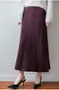Falda larga de lana, nuevo estilo otoño e invierno, cintura elástica, moderna para ir al trabajo, de cintura alta, adelgazante, falda de línea A 100% lana