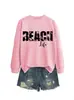 Vida na Praia Amazon Ebay Site Independente Moletom Feminino da Moda e Divertido com Gola Redonda e Manga Longa Outono e Inverno