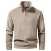 Sudadera de Invierno Otoño 2025 de Comercio Exterior Transfronterizo Nueva para Hombre con Media Cremallera Versátil Forrada de Lana Espesa Chaqueta de Terciopelo Oli