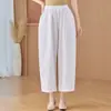Pantalones Cortos de Nuevo Estilo para Mujer de Mediana Edad y Mayores, de 40 a 60 Años, Pantalones Estilo Mamá, Diseño Arrugado, Pantalones Elásticos Finos de Verano
