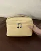 Bolsa organizadora de maquillaje, diseño pequeño de color amarillo mantequilla, juego de bolsas de maquillaje portátil y de gran capacidad, ideal para viajes y artículos de tocador