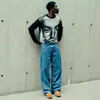 2025 Gótico Harajuku Estampado de Moda Tendencia Callejera Cuello Redondo Manga Larga Camiseta Invierno Nueva Ropa Y2K para Hombres y Mujeres