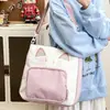 Bolso de Hombro Dibujos Animados Portátil Bolso Tote para Estudiantes Bolso para Tutorías Bolso Cruzado de Lona Niña de Secundaria Gran Capacidad Bolso para Clase