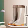 Botas de goma de caña alta con forro de polar, botas de lluvia impermeables, cubrezapatos de goma, botas de agua para mujer, adultos, uso en cocina, cálidas, invierno